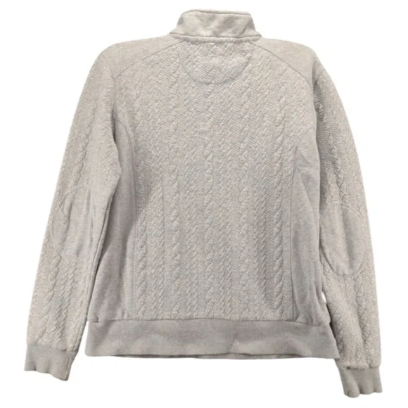 ORVIS Quarter-Zip Jacquard-knit Sweatshirt in Light Gray Size Small - Picture 3 of 11